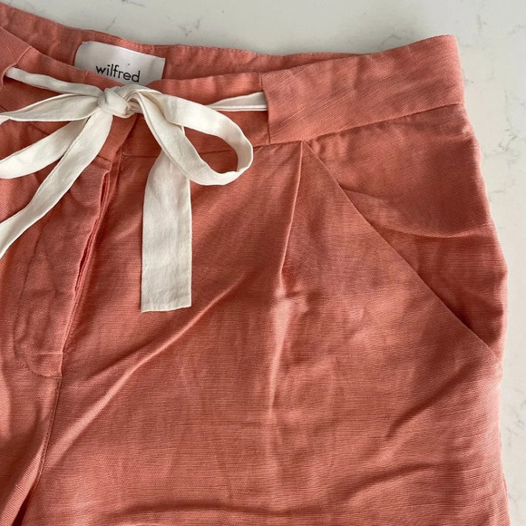 Aritzia Wilfred Allegra Button Close Linen Lyocell Casual Pants Salmon Sz 4 - Picture 7 of 13